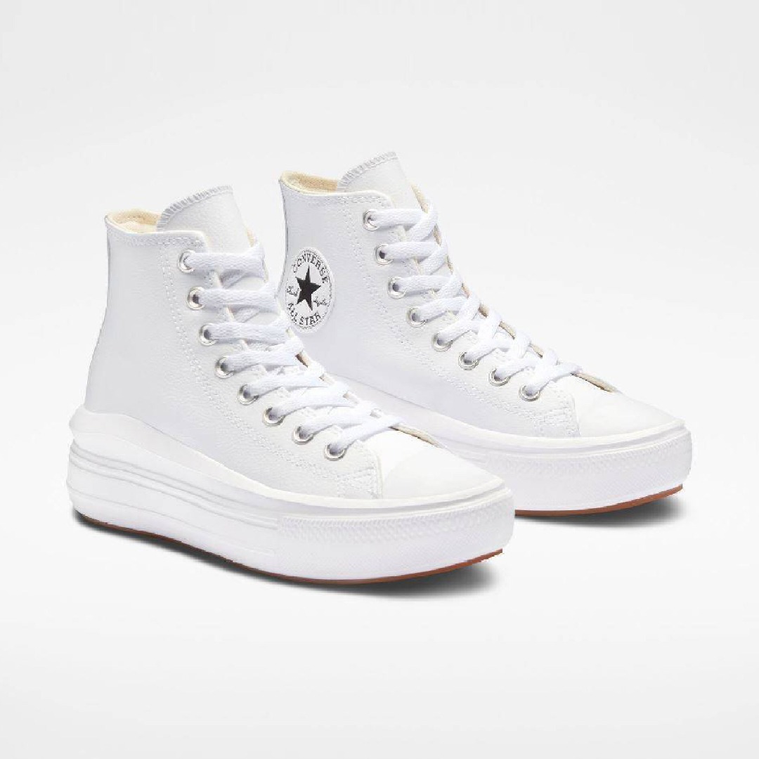 CONVERSE CHUCK TAYLOR ALL STAR MOVE PLATFORM FOUNDATIONAL LEATHER A04295C Λευκό