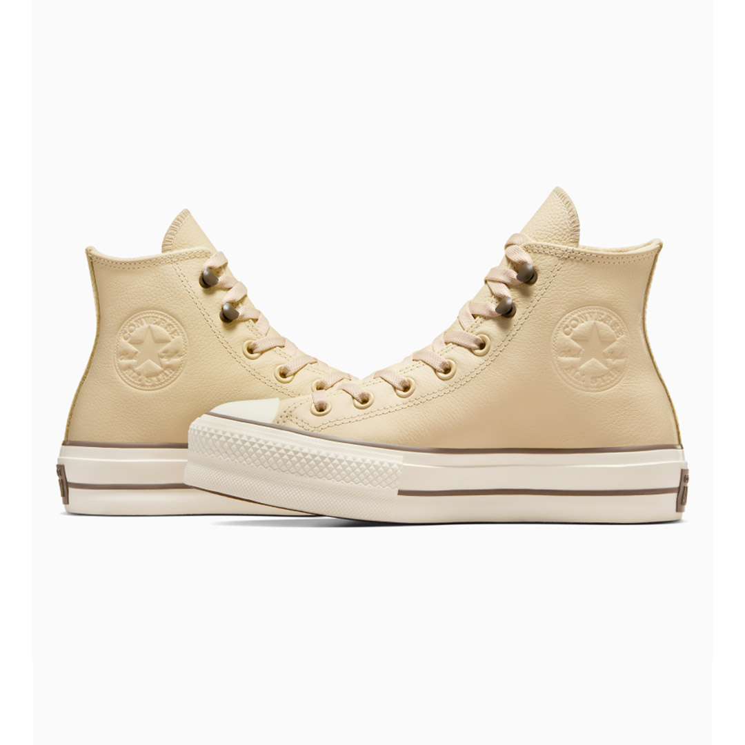 CONVERSE CHUCK TAYOR ALL STAR LIFT PLATFORM LEATHER A11158C Εκρού