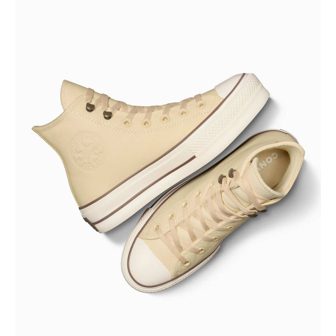 CONVERSE CHUCK TAYOR ALL STAR LIFT PLATFORM LEATHER A11158C Εκρού