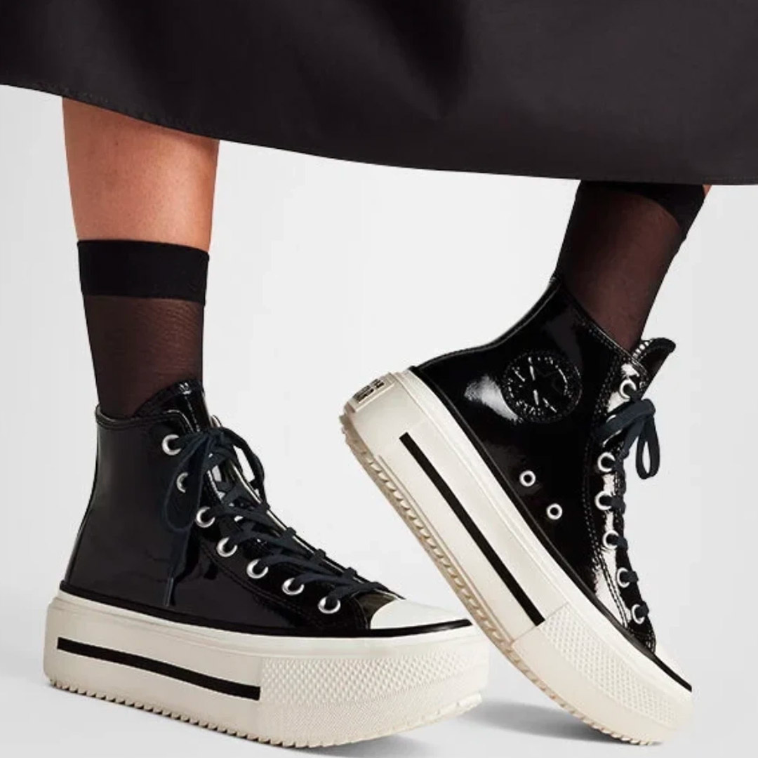 CONVERSE CHUCK TAYLOR ALL STAR LIFT DOUBLE PLATFORM LEATHER A12977C Μαύρο