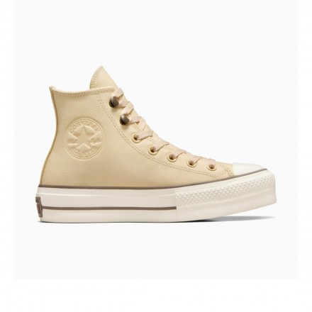 CONVERSE CHUCK TAYOR ALL STAR LIFT PLATFORM LEATHER A11158C Εκρού