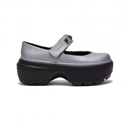 CROCS STOMP METALLIC MARY JANE 210437-040 Silver