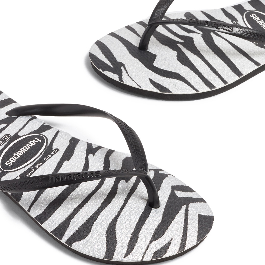 HAVAIANAS HAV.SLIM AMINALS GLITTER 4147852-0090 White-Black