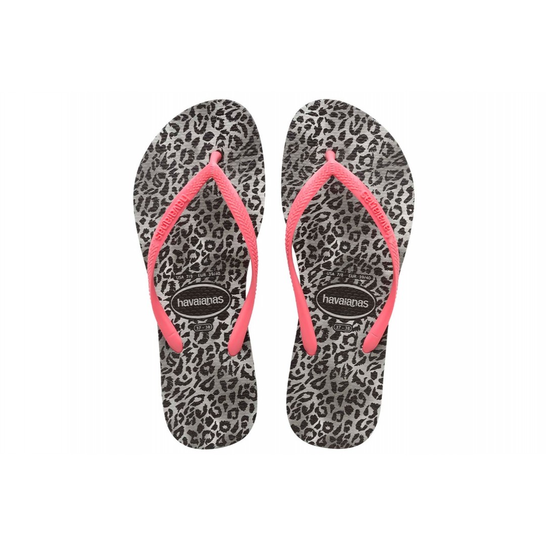 HAVAIANAS SLIM LEOPARD 4145480-0090 Λευκό-Μαυρο