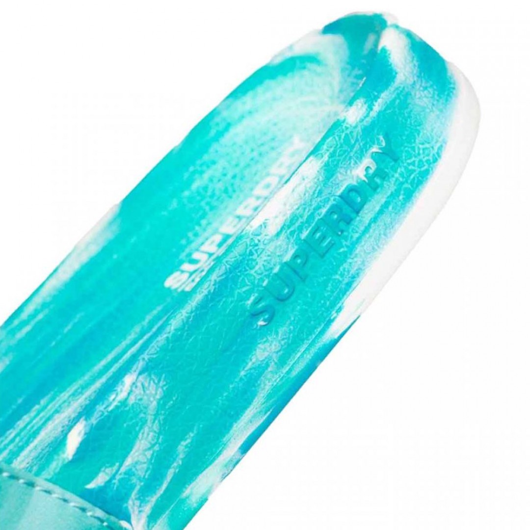SUPERDRY D2 SDRY MARBLE VEGAN POOL SLIDE WF310218A-2JO Σιελ