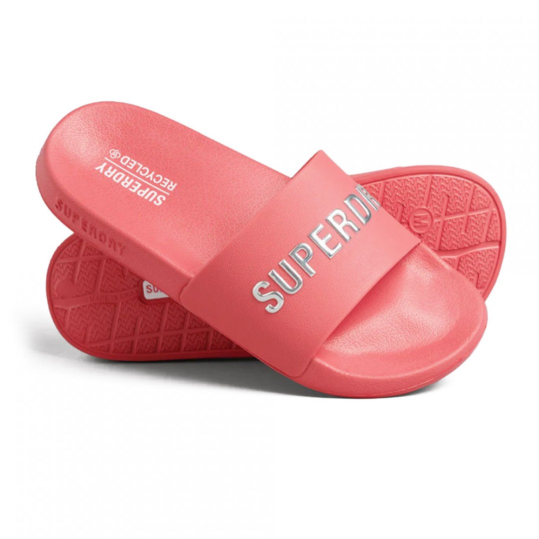 SUPERDRY CODE LOGO POOL SLIDERS WF310185A-WQ9 PINK
