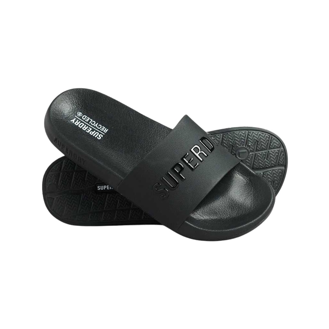 SUPERDRY D2 SDRY LOGO VEGAN POOL SLIDE WF310216A-16A Μαύρο
