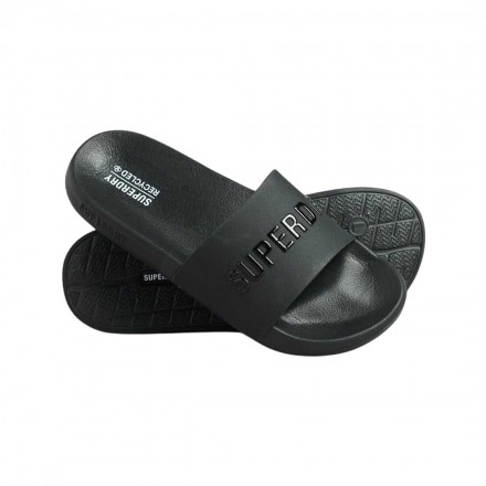 SUPERDRY D2 SDRY LOGO VEGAN POOL SLIDE WF310216A-16A Μαύρο