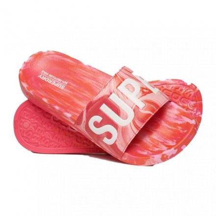 SUPERDRY D2 SDRY MARBLE VEGAN POOL SLIDE WF310218A-2JP Red