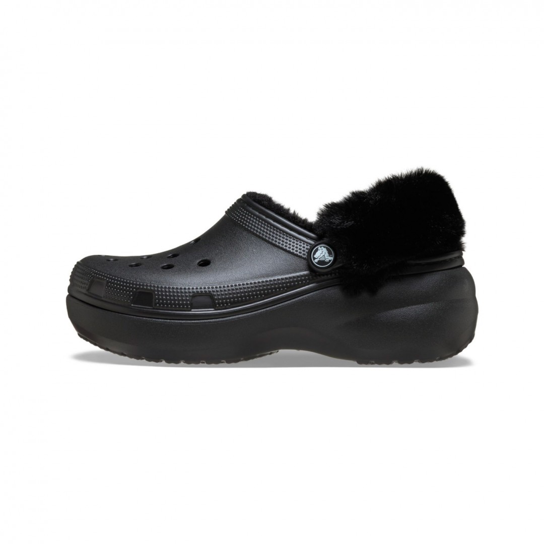 CROCS CLASSIC PLATFORM FUZZ LINED CLOG 212854-001 Μαύρο