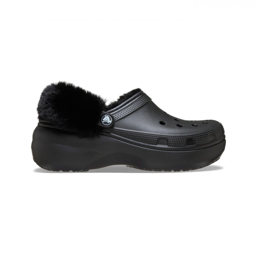 CROCS CLASSIC PLATFORM FUZZ LINED CLOG 212854-001 Μαύρο