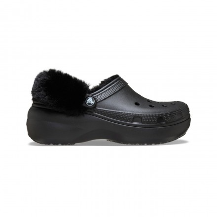 CROCS CLASSIC PLATFORM FUZZ LINED CLOG 212854-001 Μαύρο