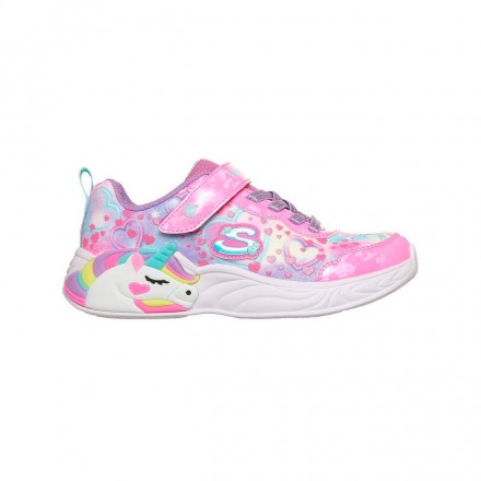 SKECHERS LIGHTED UNICORN GORE & STRAP WMULTI HEART PRINT UPPER 303063L-PKMT Colorful