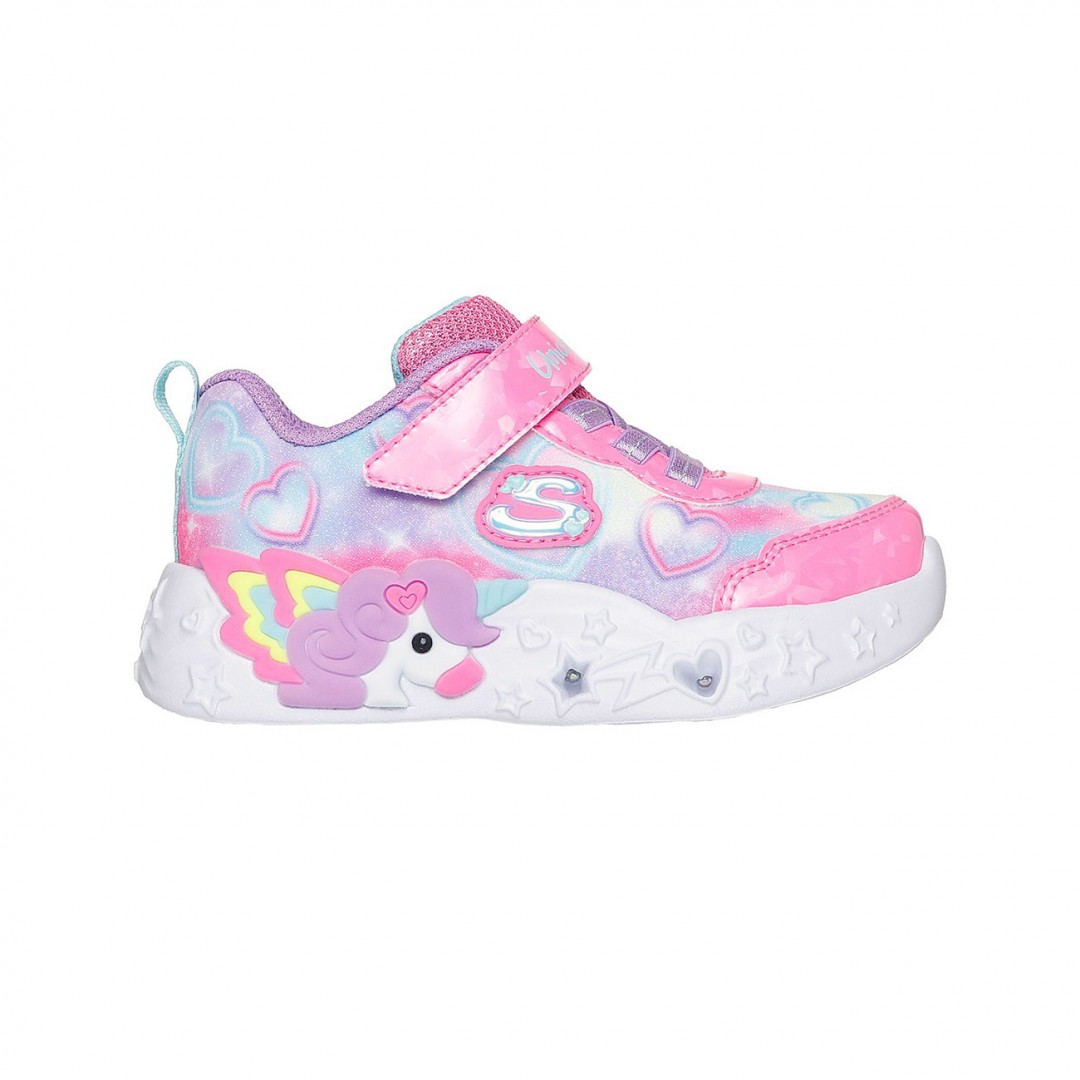 SKECHERS LIGHTED UNICORN GORE & STRAP WMULTI HEART PRINT UPPER 303064N-PKMT Πολύχρωμο