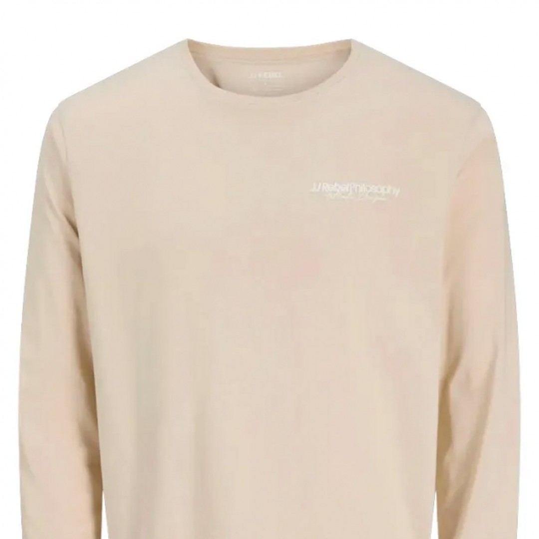 JJ REBEL JREBZACK TEE LS CREW NECK 12279445-MOONBEAM Εκρού