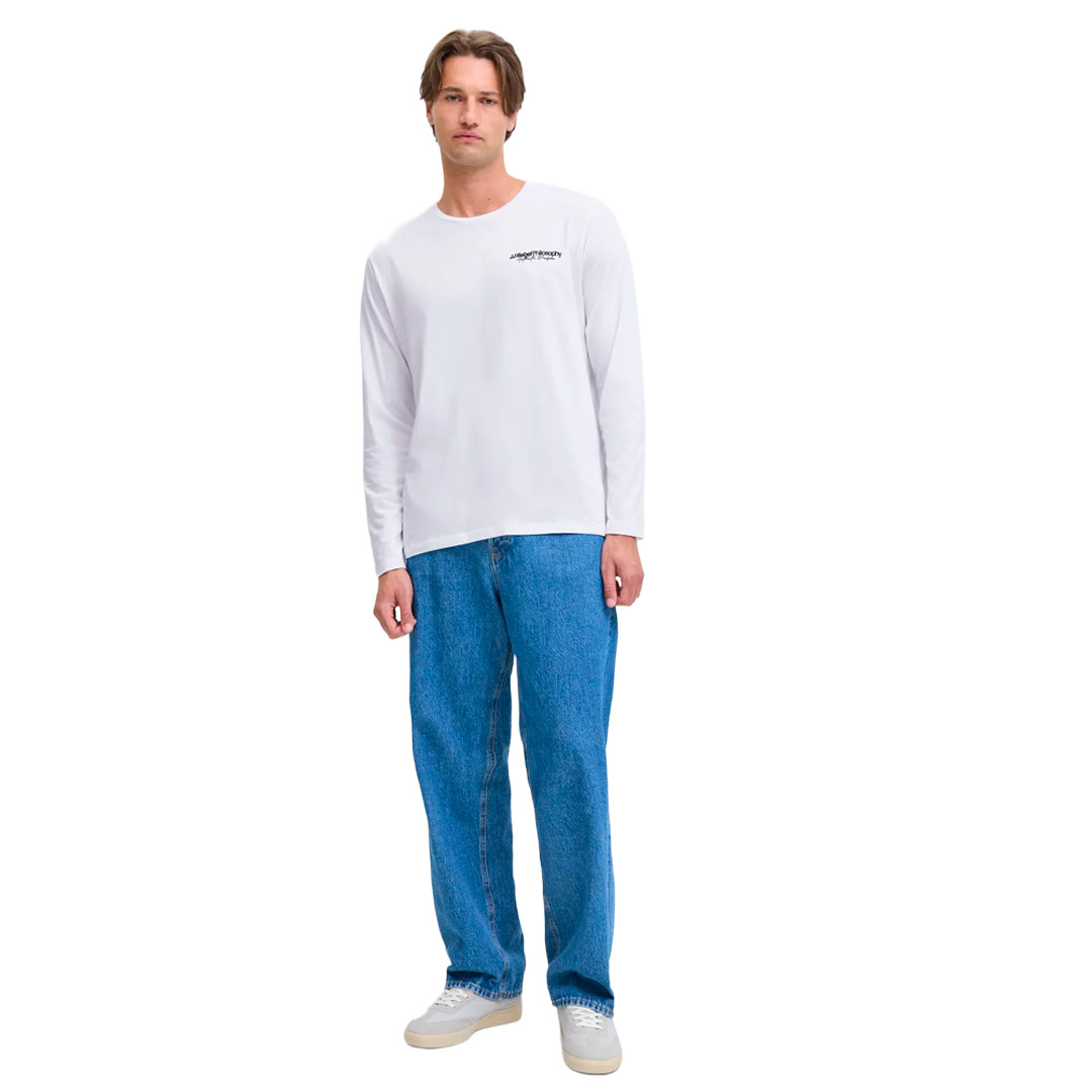 JJ REBEL JREBZACK TEE LS CREW NECK 12279445-WHITE Λευκό