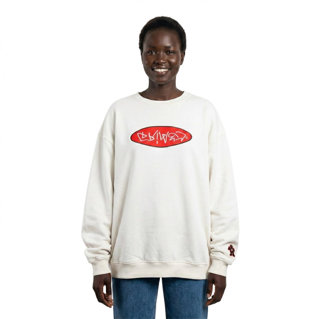 GRIMEY THE SHELTER WE BURN SO SWEET VINTAGE CREWNECK GSW634-OWHT Εκρού