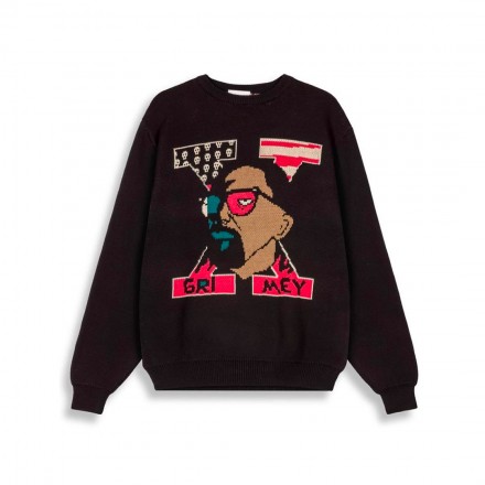 GRIMEY VOODOO CHILD THE TRY ME KNIT SWEATER GKSW616-BLK Μαύρο