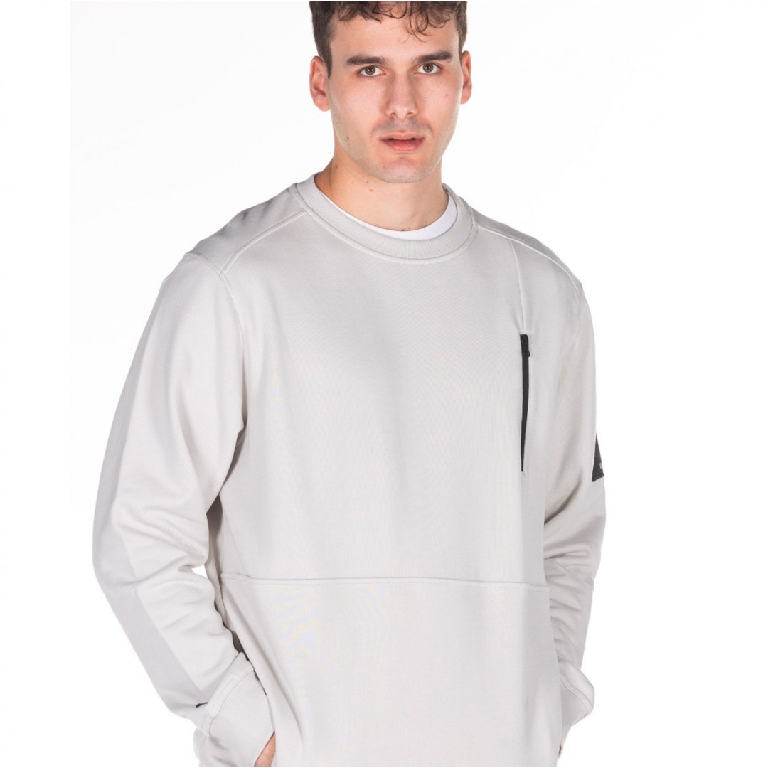 BE:NATION CREW NECK  ZIP POCKET-REVERSE KANGAROO 6302203-3A Γκρί