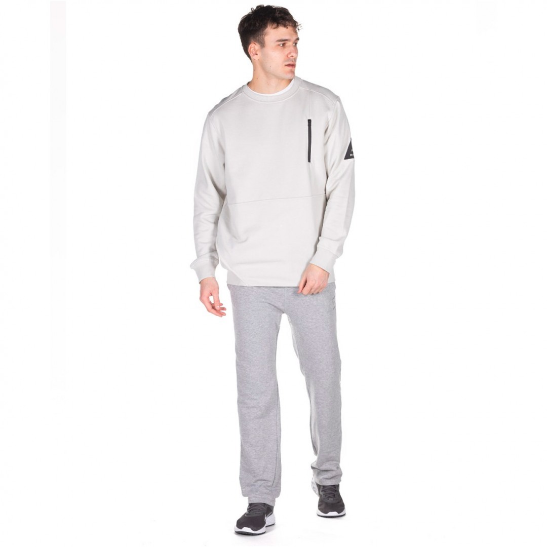 BE:NATION CREW NECK  ZIP POCKET-REVERSE KANGAROO 6302203-3A Γκρί