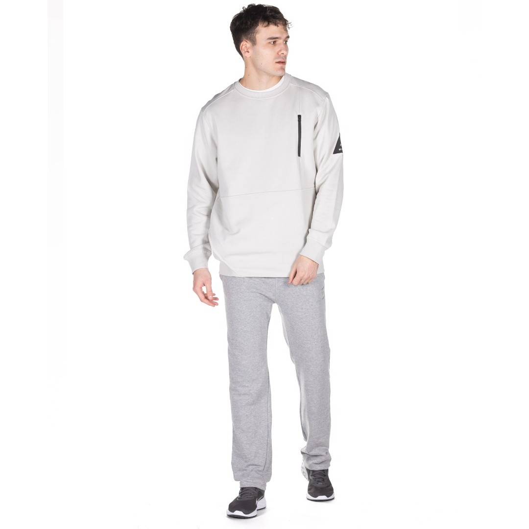 BE:NATION CREW NECK  ZIP POCKET-REVERSE KANGAROO 6302203-3A Γκρί