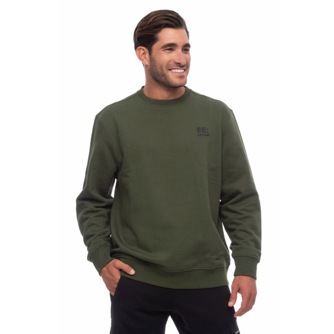 BE:NATION LOGO CREW NECK 06302308-13B Κhaki