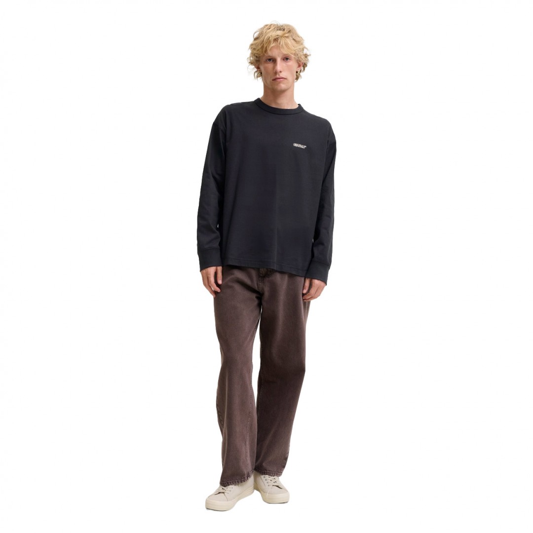 JACK & JONES JORFREDERIKSBERG BACK TEE LS CN SN 12300530-BLACK Black