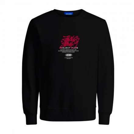 JACK & JONES JCOSCRIPTURE SWEAT CREW NECK FST 12284448-BLACK Black