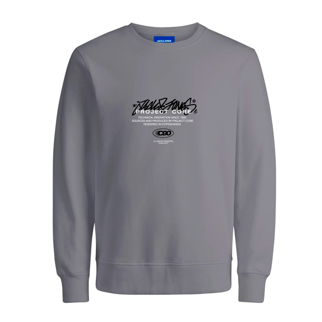 JACK & JONES JCOSCRIPTURE SWEAT CREW NECK FST 12284448-WHITE MELANGE Γκρί