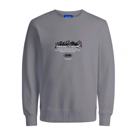 JACK & JONES JCOSCRIPTURE SWEAT CREW NECK FST 12284448-WHITE MELANGE Grey