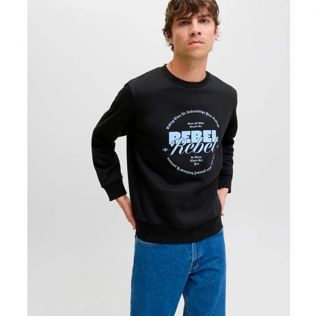 JJ REBEL JREBGRAY CREW NECK SWEAT 12286664-BLACK Μαύρο