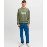 JJ REBEL JREBGRAY CREW NECK SWEAT 12286664-FOUR LEAF CLOVER Χακί Εικόνα 4