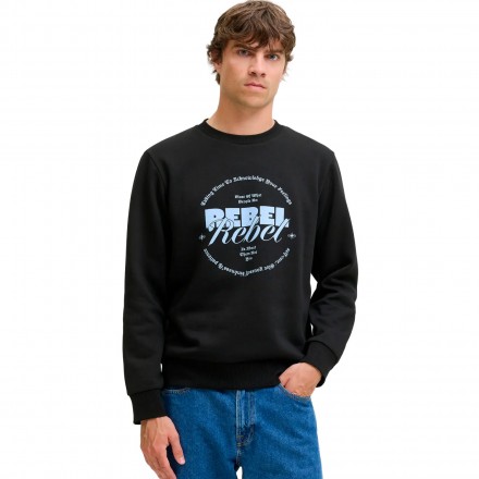 JJ REBEL JREBGRAY CREW NECK SWEAT 12286664-BLACK Μαύρο