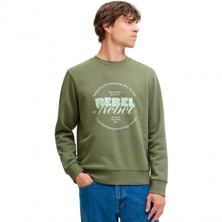 JJ REBEL JREBGRAY CREW NECK SWEAT 12286664-FOUR LEAF CLOVER Χακί