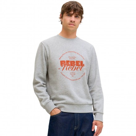 JJ REBEL JREBGRAY CREW NECK SWEAT 12286664-LIGHT GREY MELANGE Γκρί
