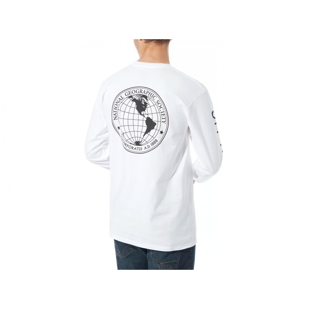 VANS X NATIONAL GEOGRAPHIC GLOBE LONG SLEEVE T-SHIRT VA4MSGWHT-WHT White