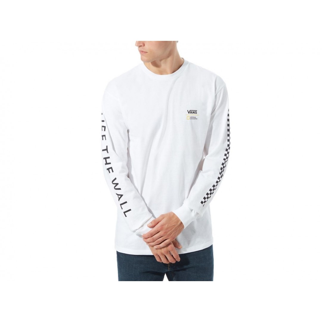 VANS X NATIONAL GEOGRAPHIC GLOBE LONG SLEEVE T-SHIRT VA4MSGWHT-WHT White
