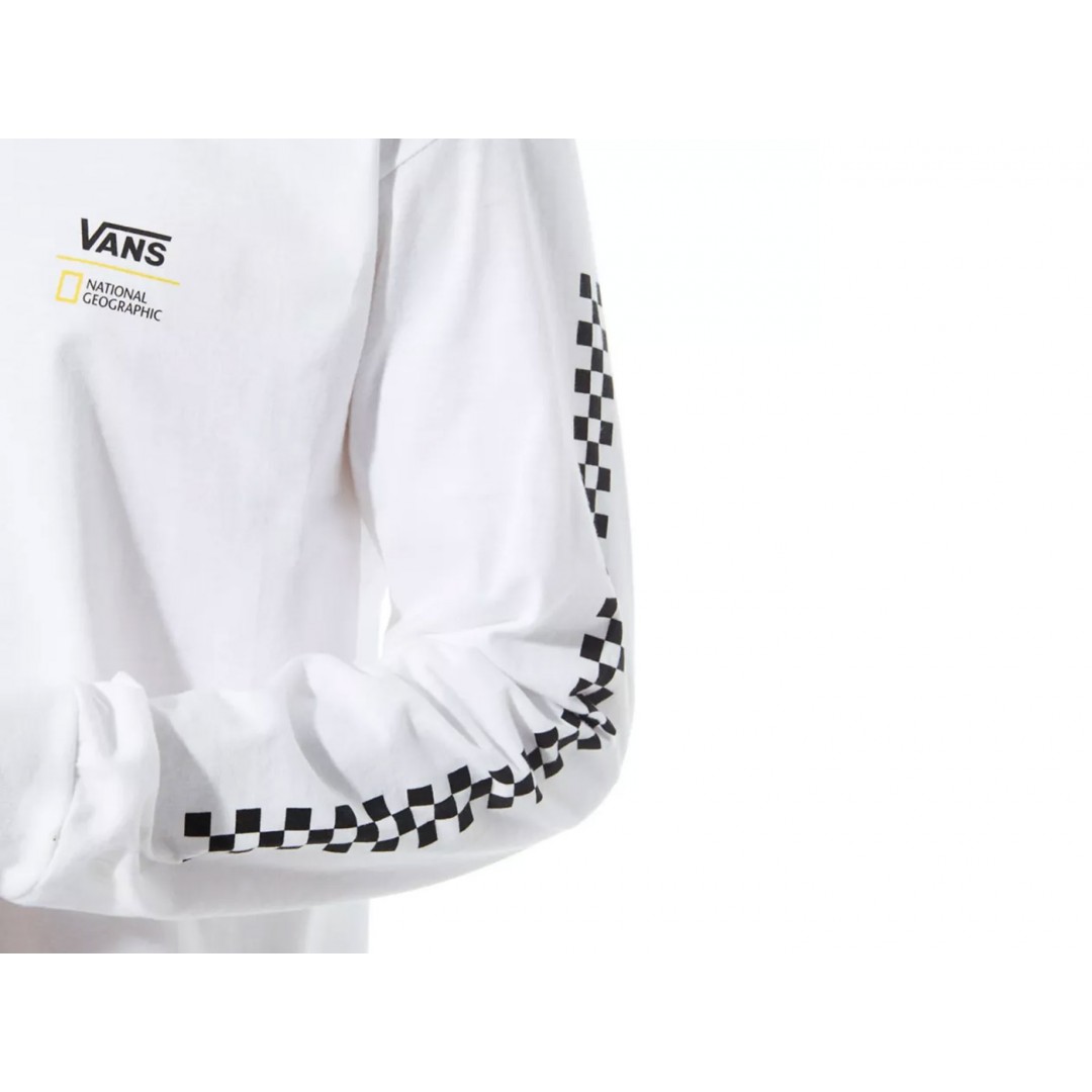 VANS X NATIONAL GEOGRAPHIC GLOBE LONG SLEEVE T-SHIRT VA4MSGWHT-WHT White