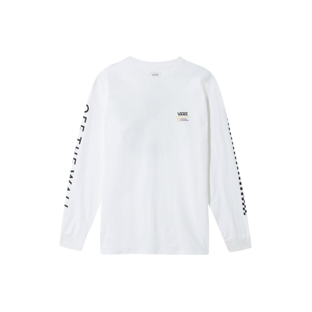 VANS X NATIONAL GEOGRAPHIC GLOBE LONG SLEEVE T-SHIRT VA4MSGWHT-WHT White