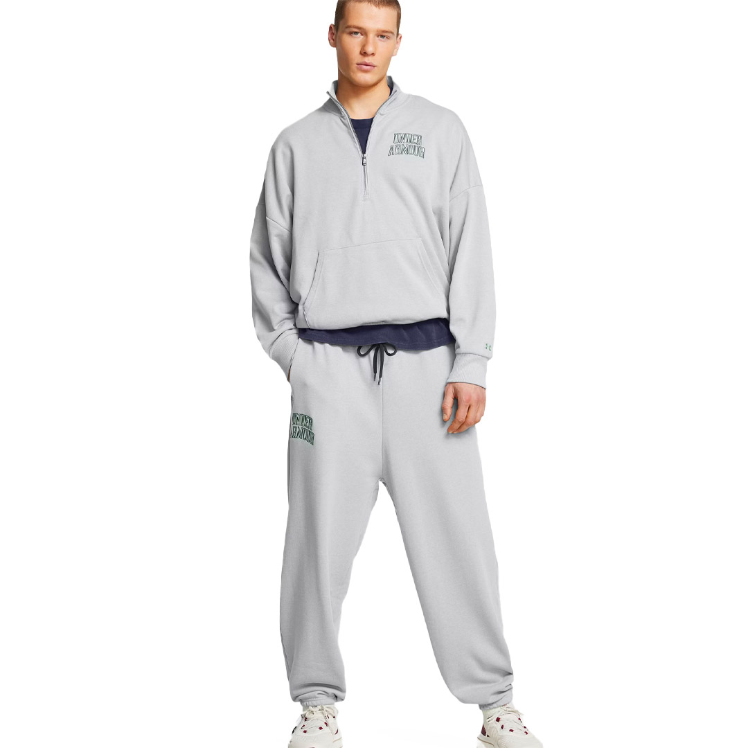 UNDER ARMOUR ICON HWT TERRY OS 1/2 ZIP 1386550-011 Γκρί