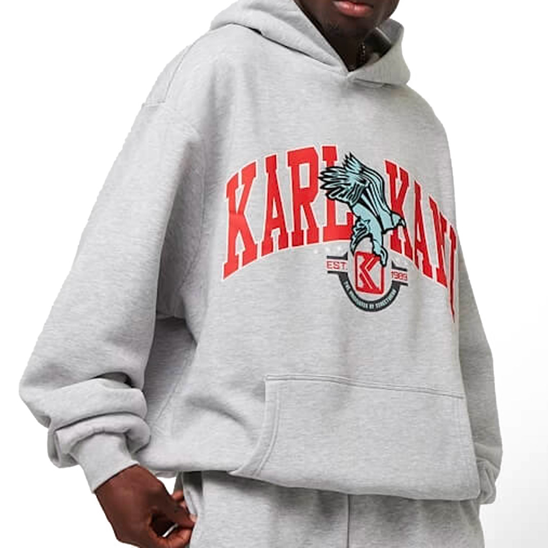 KARL KANI OG EAGLE PRINT OS HOODIE KM243-017-2-GREY MELANGE Γκρί