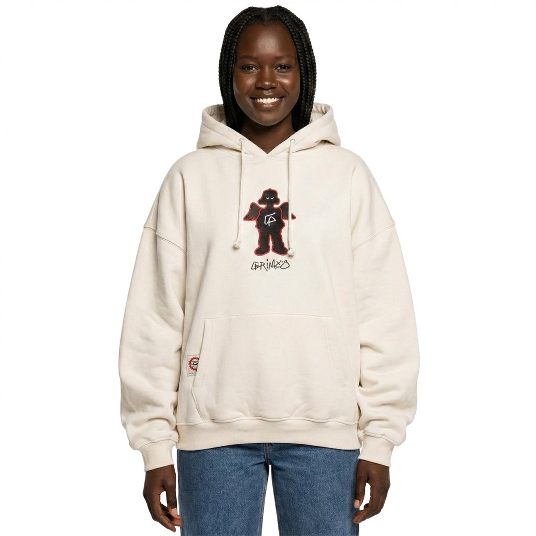 GRIMEY THE SHELTER WE BURN SO SWEET BOXY HOODIE GCH632-OWHT Ecru