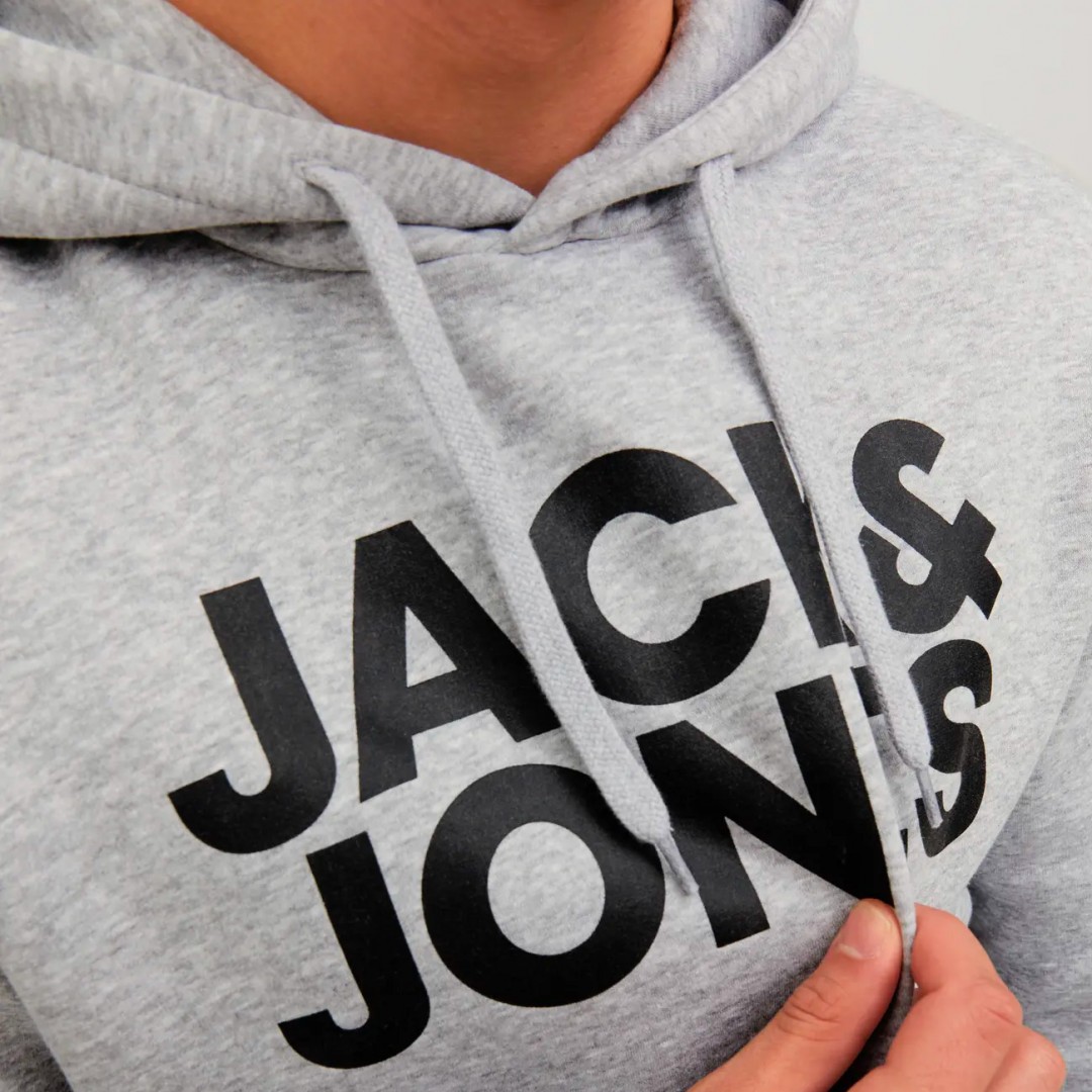 JACK & JONES JJECORP LOGO SWEAT HOOD 12152840-3151889 Γκρί