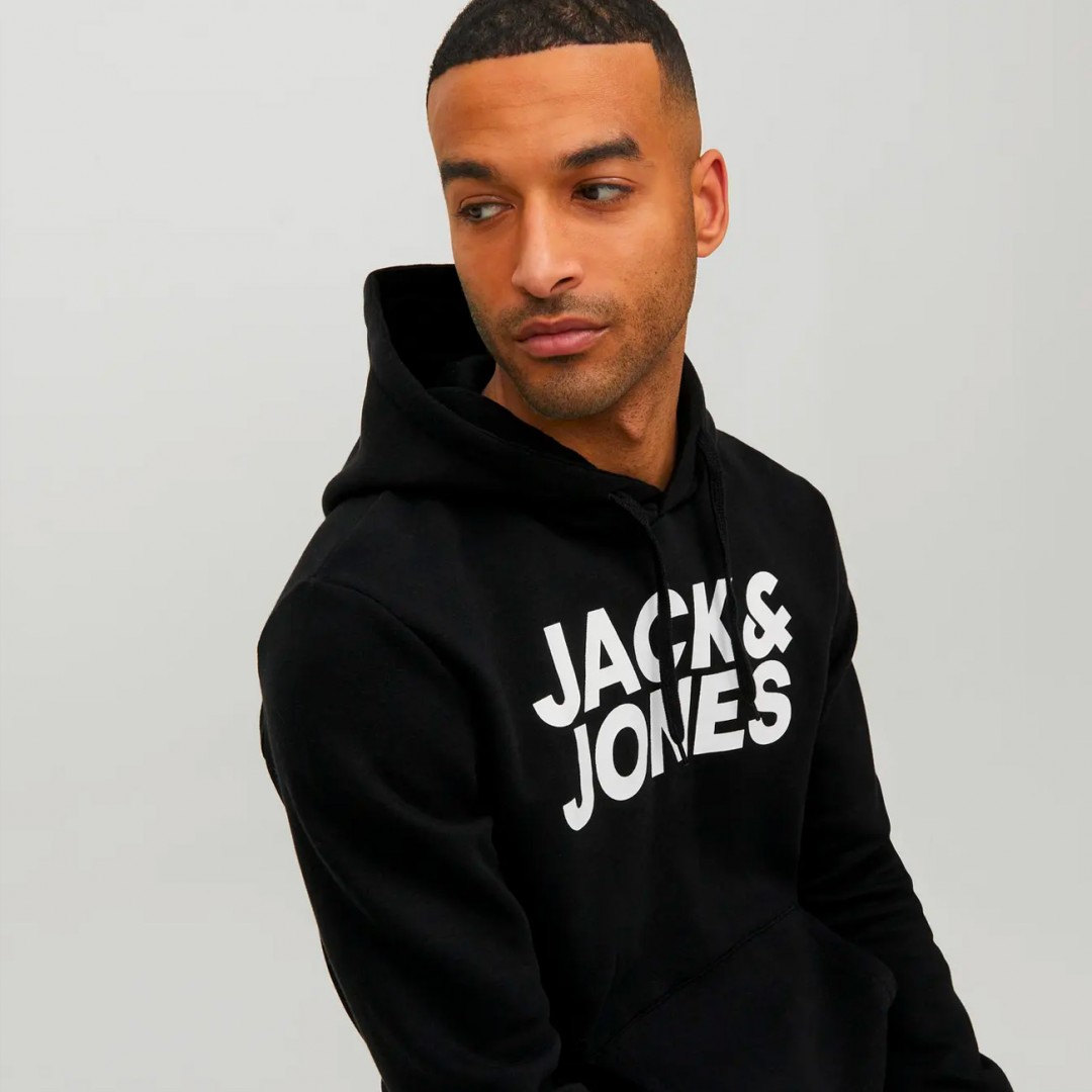 JACK & JONES JJECORP LOGO SWEAT HOOD 12152840-3150579 Μαύρο