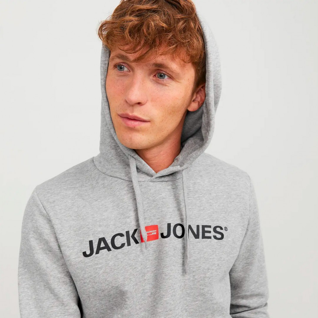 JACK & JONES JJECORP OLD LOGO SWEAT HOOD NOOS 12137054-2779031 Grey