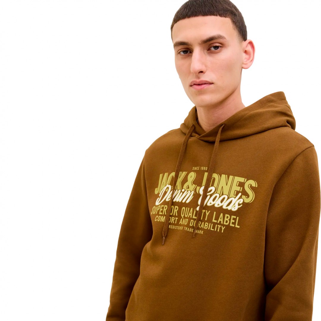 JACK & JONES JJELOGO SWEAT HOOD 2 COL 25/26 NOOS 12279649-4783783 Brown
