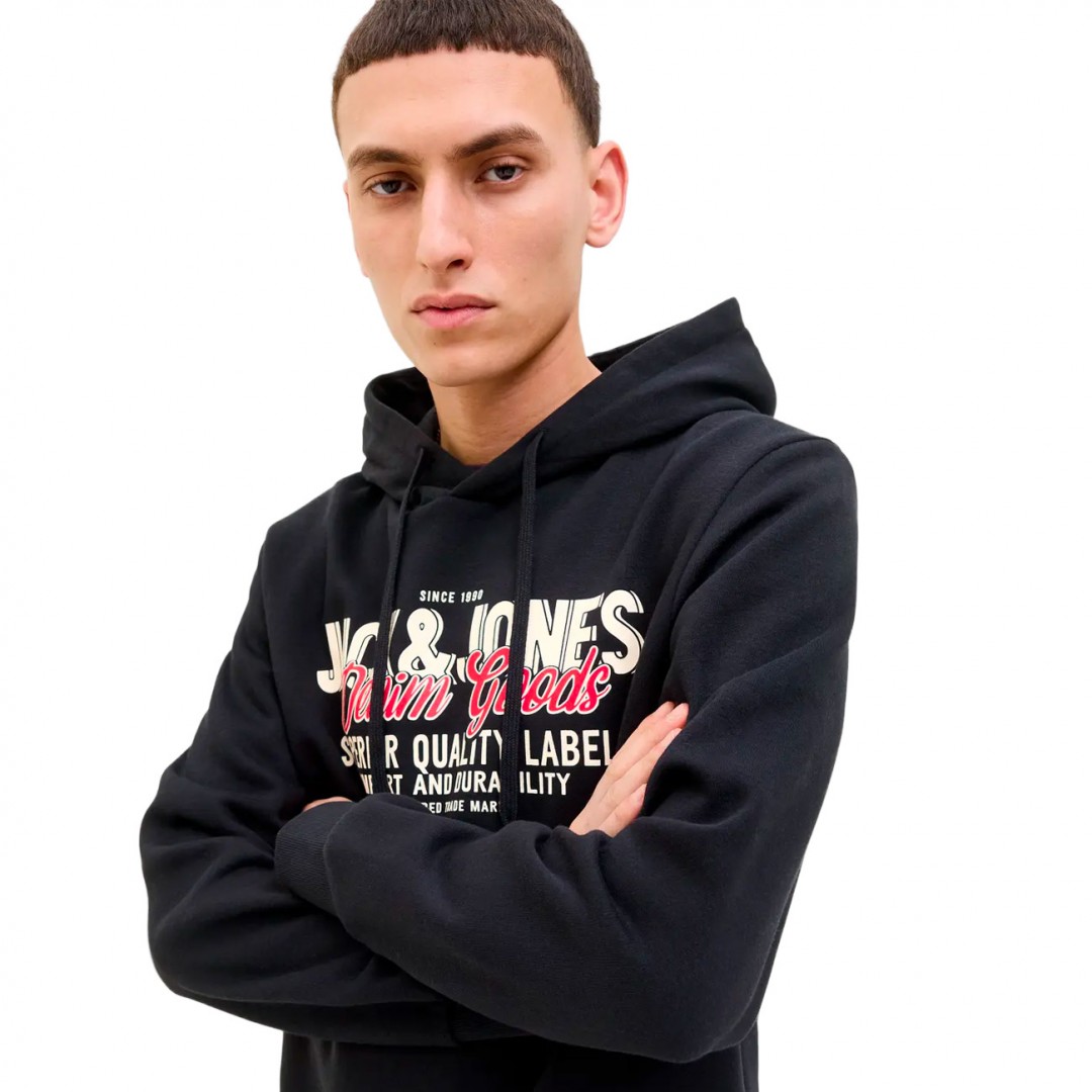 JACK & JONES JJELOGO SWEAT HOOD 2 COL 25/26 NOOS 12279649-4783785 Μαύρο
