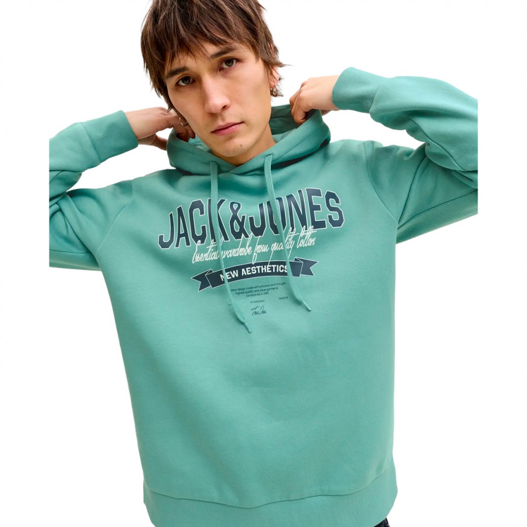 JACK & JONES JJELOGO SWEAT HOOD 2 COL 25/26 NOOS 12279649-4913959 Τιρκουάζ