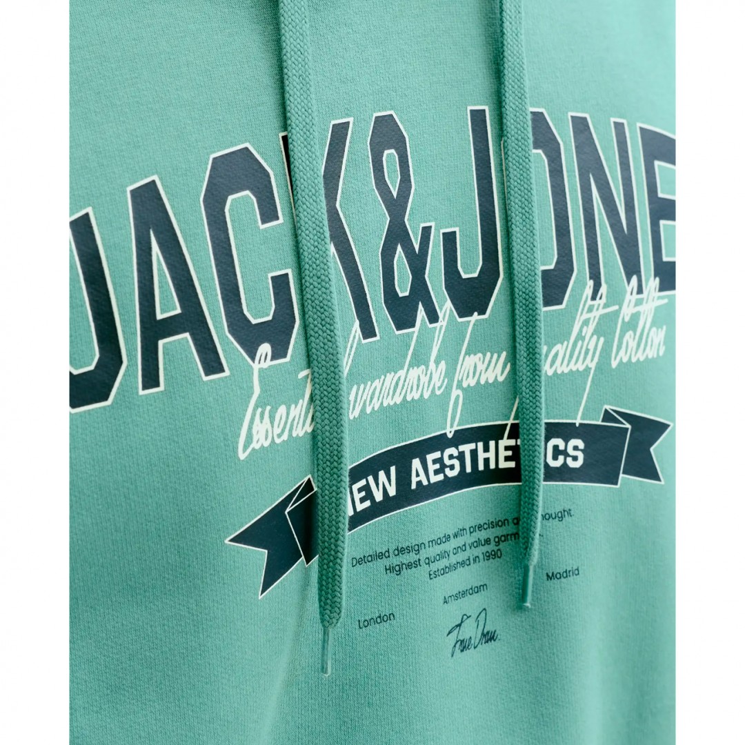 JACK & JONES JJELOGO SWEAT HOOD 2 COL 25/26 NOOS 12279649-4913959 Τιρκουάζ