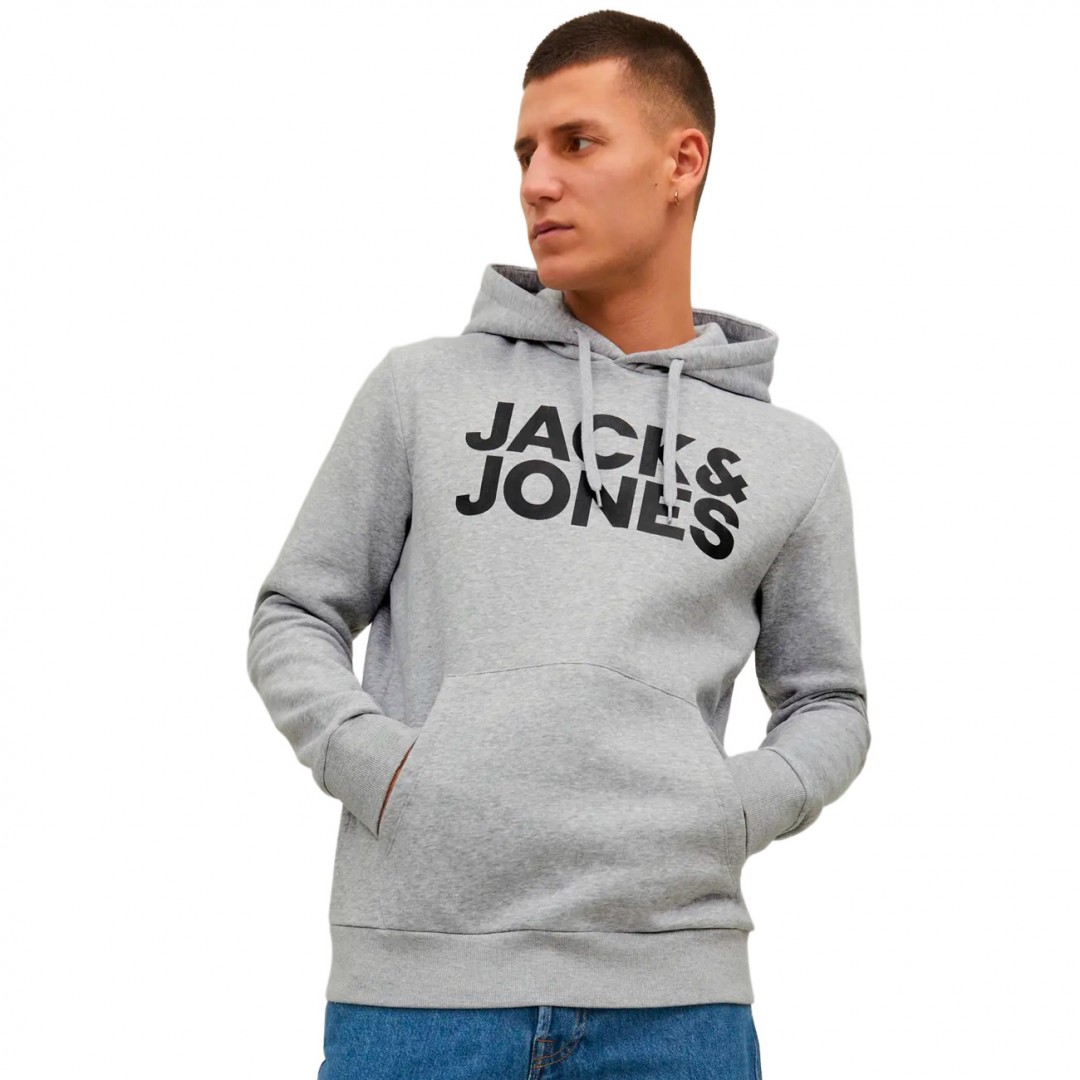 JACK & JONES JJECORP LOGO SWEAT HOOD 12152840-3151889 Γκρί